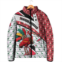 Trinidad and Tobago Christmas Padded Jacket Christmas Bird Santa and Reindeer Design - Wonder Print Shop