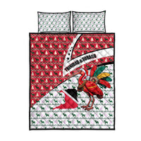 Trinidad and Tobago Christmas Quilt Bed Set Christmas Bird Santa and Reindeer Design - Wonder Print Shop