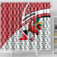 Trinidad and Tobago Christmas Shower Curtain Christmas Bird Santa and Reindeer Design - Wonder Print Shop