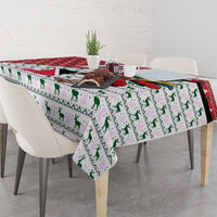 Trinidad and Tobago Christmas Tablecloth Christmas Bird Santa and Reindeer Design - Wonder Print Shop
