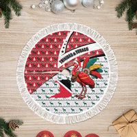 Trinidad and Tobago Christmas Tree Skirt Christmas Bird Santa and Reindeer Design - Wonder Print Shop