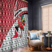 Trinidad and Tobago Christmas Window Curtain Christmas Bird Santa and Reindeer Design - Wonder Print Shop