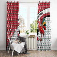 Trinidad and Tobago Christmas Window Curtain Christmas Bird Santa and Reindeer Design - Wonder Print Shop