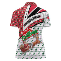 Trinidad and Tobago Christmas Women Polo Shirt Christmas Bird Santa and Reindeer Design - Wonder Print Shop