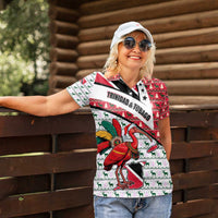 Trinidad and Tobago Christmas Women Polo Shirt Christmas Bird Santa and Reindeer Design - Wonder Print Shop