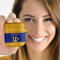 Barbados Christmas AirPods Case with Blue Yellow Xmas Trident Santa and Reindeer - Wonder Print Shop