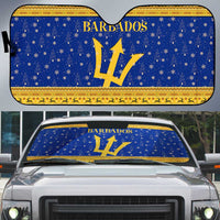 Barbados Christmas Auto Sun Shade with Blue Yellow Xmas Trident Santa and Reindeer - Wonder Print Shop