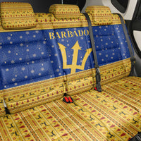 Barbados Christmas Back Car Seat Cover with Blue Yellow Xmas Trident Santa and Reindeer - Wonder Print Shop