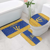 Barbados Christmas Bathroom Set with Blue Yellow Xmas Trident Santa and Reindeer - Wonder Print Shop
