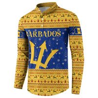 Barbados Christmas Button Sweatshirt with Blue Yellow Xmas Trident Santa and Reindeer - Wonder Print Shop