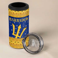 Barbados Christmas 4 in 1 Can Cooler Tumbler with Blue Yellow Xmas Trident Santa and Reindeer - Wonder Print Shop