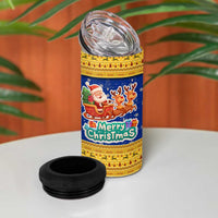Barbados Christmas 4 in 1 Can Cooler Tumbler with Blue Yellow Xmas Trident Santa and Reindeer - Wonder Print Shop