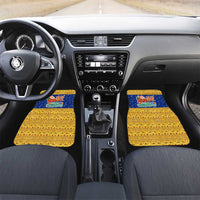 Barbados Christmas Car Mats with Blue Yellow Xmas Trident Santa and Reindeer - Wonder Print Shop