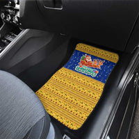 Barbados Christmas Car Mats with Blue Yellow Xmas Trident Santa and Reindeer - Wonder Print Shop
