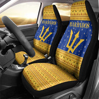 Barbados Christmas Car Seat Cover with Blue Yellow Xmas Trident Santa and Reindeer - Wonder Print Shop