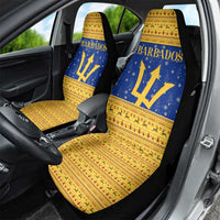 Barbados Christmas Car Seat Cover with Blue Yellow Xmas Trident Santa and Reindeer - Wonder Print Shop