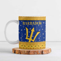 Barbados Christmas Ceramic Mug with Blue Yellow Xmas Trident Santa and Reindeer - Wonder Print Shop