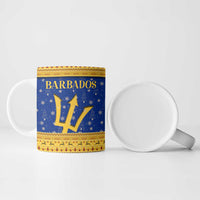Barbados Christmas Ceramic Mug with Blue Yellow Xmas Trident Santa and Reindeer - Wonder Print Shop