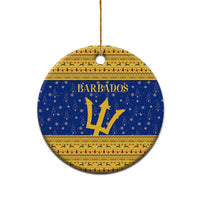 Barbados Christmas Ceramic Ornament with Blue Yellow Xmas Trident Santa and Reindeer - Wonder Print Shop