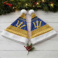 Barbados Christmas Santa Hat with Blue Yellow Xmas Trident Santa and Reindeer - Wonder Print Shop