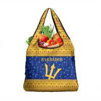 Barbados Christmas Grocery Bag with Blue Yellow Xmas Trident Santa and Reindeer - Wonder Print Shop