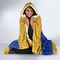 Barbados Christmas Hooded Blanket with Blue Yellow Xmas Trident Santa and Reindeer - Wonder Print Shop