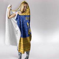 Barbados Christmas Hooded Blanket with Blue Yellow Xmas Trident Santa and Reindeer - Wonder Print Shop