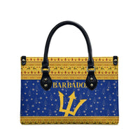 Barbados Christmas Leather Bag with Blue Yellow Xmas Trident Santa and Reindeer - Wonder Print Shop