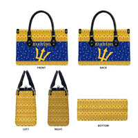 Barbados Christmas Leather Bag with Blue Yellow Xmas Trident Santa and Reindeer - Wonder Print Shop