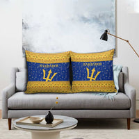 Barbados Christmas Pillow Cover with Blue Yellow Xmas Trident Santa and Reindeer - Wonder Print Shop