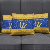 Barbados Christmas Pillow Cover with Blue Yellow Xmas Trident Santa and Reindeer - Wonder Print Shop
