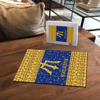 Barbados Christmas Puzzle with Blue Yellow Xmas Trident Santa and Reindeer - Wonder Print Shop