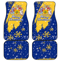 Barbados Christmas Car Mats with Blue Yellow Xmas Snowflakes Red Truck and Coat of Arms - Wonder Print Shop