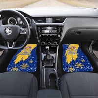 Barbados Christmas Car Mats with Blue Yellow Xmas Snowflakes Red Truck and Coat of Arms - Wonder Print Shop