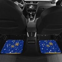Barbados Christmas Car Mats with Blue Yellow Xmas Snowflakes Red Truck and Coat of Arms - Wonder Print Shop