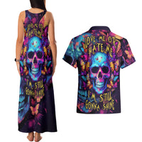 Fantasy Skull with Butterflies Couples Matching Tank Maxi Dress and Hawaiian Shirt Love me or hate me i'm still gonna shine - Wonder Print Shop