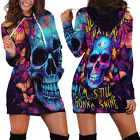 Fantasy Skull with Butterflies Hoodie Dress Love me or hate me i'm still gonna shine - Wonder Print Shop