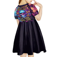 Fantasy Skull with Butterflies Kid Short Sleeve Dress Love me or hate me i'm still gonna shine - Wonder Print Shop