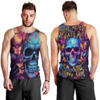 Fantasy Skull with Butterflies Men Tank Top Love me or hate me i'm still gonna shine - Wonder Print Shop