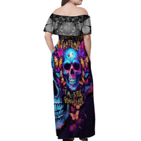 Fantasy Skull with Butterflies Off Shoulder Maxi Dress Love me or hate me i'm still gonna shine - Wonder Print Shop