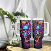 Fantasy Skull with Butterflies Tumbler With Handle Love me or hate me i'm still gonna shine - Wonder Print Shop