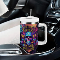 Fantasy Skull with Butterflies Tumbler With Handle Love me or hate me i'm still gonna shine - Wonder Print Shop