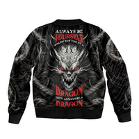 Demon Skull Bomber Jacket Always be yourself unless you can be a Dragon then always be a Dragon - Wonder Print Shop