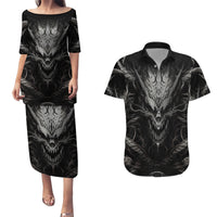 Demon Skull Couples Matching Puletasi Dress and Hawaiian Shirt Always be yourself unless you can be a Dragon then always be a Dragon - Wonder Print Shop