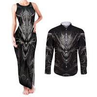 Demon Skull Couples Matching Tank Maxi Dress and Long Sleeve Button Shirts Always be yourself unless you can be a Dragon then always be a Dragon - Wonder Print Shop