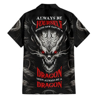 Demon Skull Family Matching Long Sleeve Bodycon Dress and Hawaiian Shirt Always be yourself unless you can be a Dragon then always be a Dragon - Wonder Print Shop