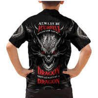 Demon Skull Family Matching Mermaid Dress and Hawaiian Shirt Always be yourself unless you can be a Dragon then always be a Dragon - Wonder Print Shop