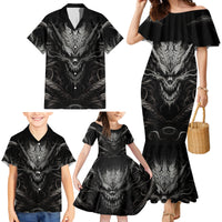 Demon Skull Family Matching Mermaid Dress and Hawaiian Shirt Always be yourself unless you can be a Dragon then always be a Dragon - Wonder Print Shop