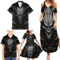 Demon Skull Family Matching Summer Maxi Dress and Hawaiian Shirt Always be yourself unless you can be a Dragon then always be a Dragon - Wonder Print Shop