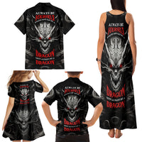 Demon Skull Family Matching Tank Maxi Dress and Hawaiian Shirt Always be yourself unless you can be a Dragon then always be a Dragon - Wonder Print Shop
